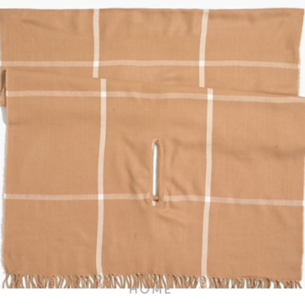 New J.Crew Factory Plaid Camel/Ivory Cape-Scarf